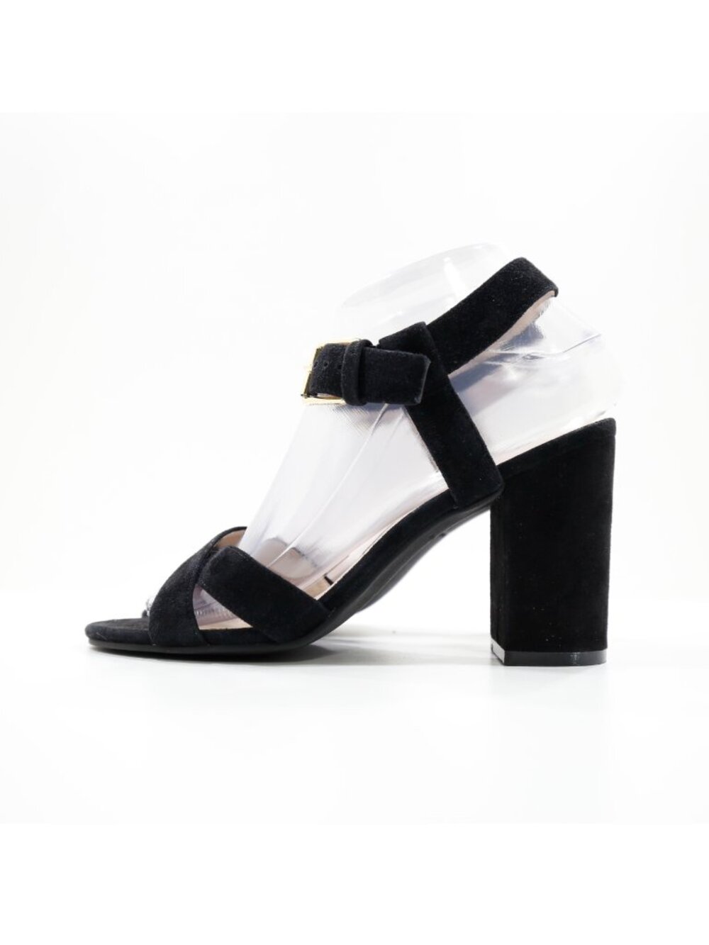 Cole Haan Kadi Black Suede Leather 3.5" Block Heel Sandals - 6.5